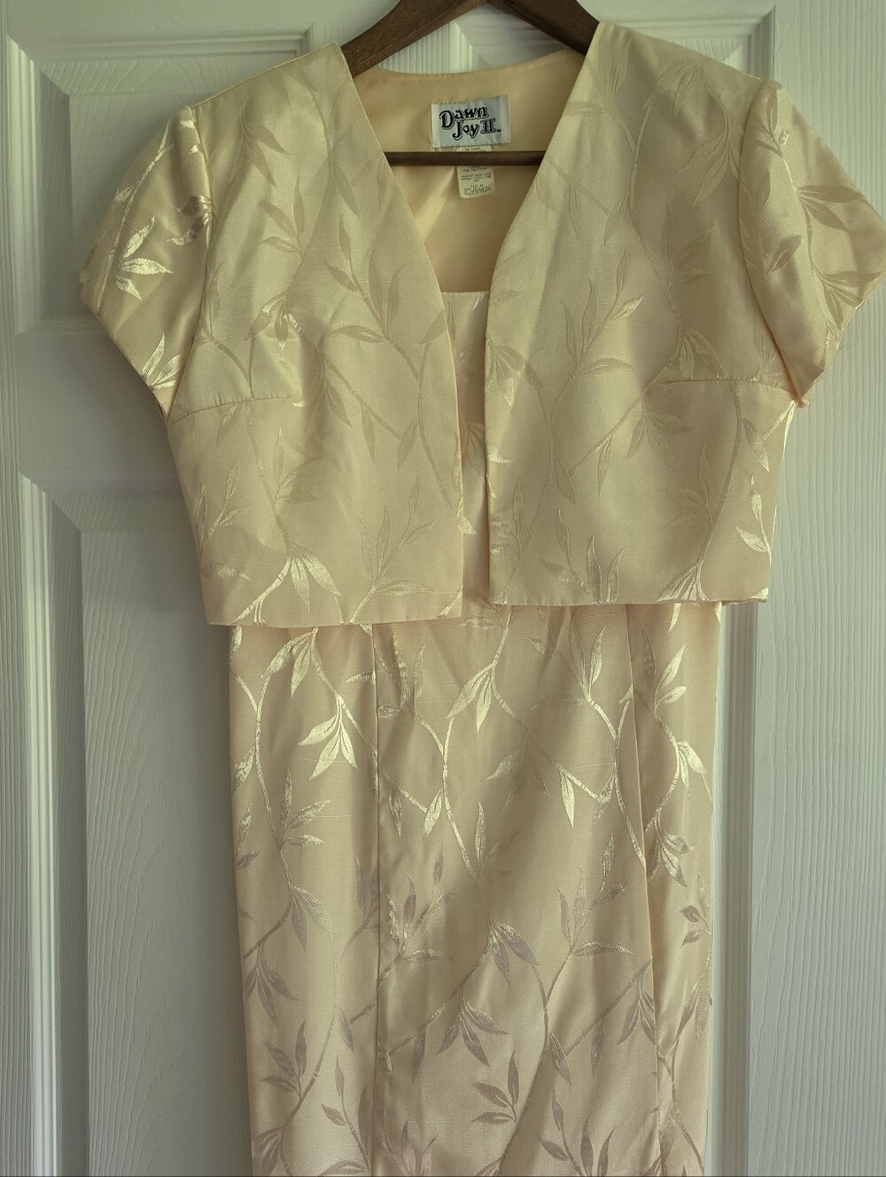 Vintage 80s Dawn Joy II Two Piece Dress & Cropped Jacket Set Pastel Yellow 6P